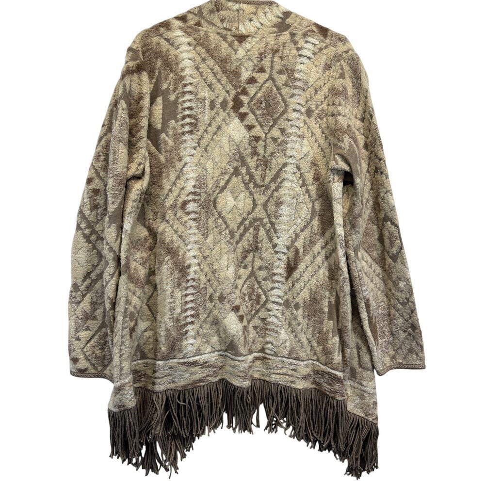Lucky Brand Women's Brown Fringe Bottom Long Sleeve Cardigan Sweater L SOFT! - Picture 9 of 9